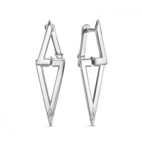 Серьги из белого золота КЮЗ Del'ta DБР121723б с бриллиантом DБР121723б фото