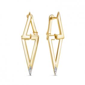 Серьги из лимонного золота КЮЗ Del'ta DБР121723л с бриллиантом DБР121723л фото