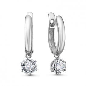 Серьги из белого золота КЮЗ Del'ta DБР121739б с бриллиантом DБР121739б фото