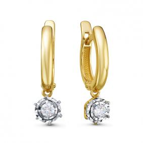 Серьги из лимонного золота КЮЗ Del'ta DБР121739л с бриллиантом DБР121739л фото