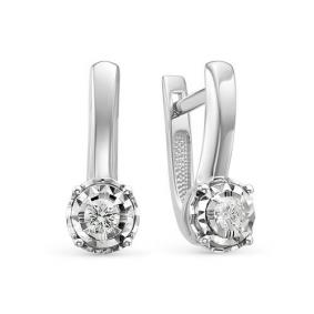 Серьги из белого золота КЮЗ Del'ta DБР121742б с бриллиантом DБР121742б фото