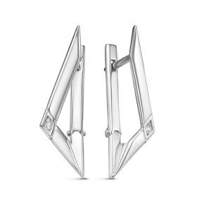 Серьги из белого золота КЮЗ Del'ta DБР121745б с бриллиантом DБР121745б фото