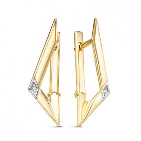 Серьги из лимонного золота КЮЗ Del'ta DБР121745л с бриллиантом DБР121745л фото