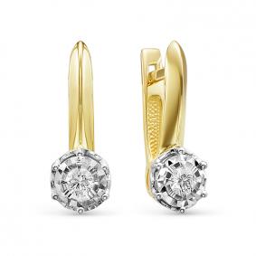 Серьги из лимонного золота КЮЗ Del'ta DБР121748л с бриллиантом DБР121748л фото