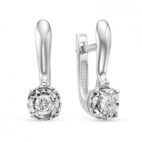 Серьги из белого золота КЮЗ Del'ta DБР121750б с бриллиантом DБР121750б фото