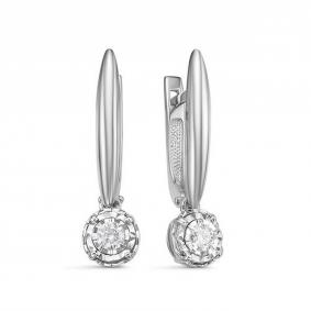 Серьги из белого золота КЮЗ Del'ta DБР121751б с бриллиантом DБР121751б фото