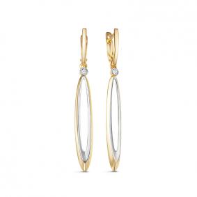 Серьги из лимонного золота КЮЗ Del'ta DБР121752л с бриллиантом DБР121752л фото