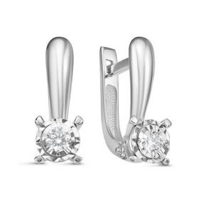 Серьги из белого золота КЮЗ Del'ta DБР121758б с бриллиантом DБР121758б фото