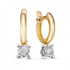 Серьги из лимонного золота КЮЗ Del'ta DБР121759л с бриллиантом DБР121759л фото