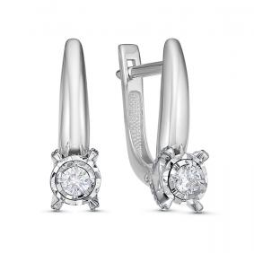Серьги из белого золота КЮЗ Del'ta DБР121760б с бриллиантом DБР121760б фото