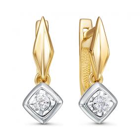 Серьги из лимонного золота КЮЗ Del'ta DБР121761л с бриллиантом DБР121761л фото