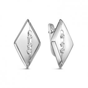 Серьги из белого золота КЮЗ Del'ta DБР121765б с бриллиантом DБР121765б фото