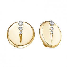 Серьги из лимонного золота КЮЗ Del'ta DБР121769л с бриллиантом DБР121769л фото