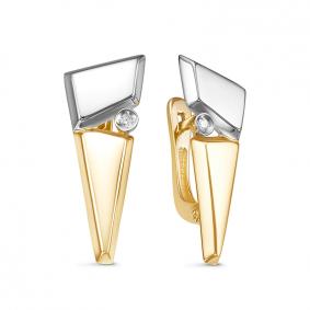 Серьги из лимонного золота КЮЗ Del'ta DБР121770л с бриллиантом DБР121770л фото