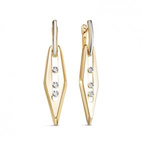 Серьги из лимонного золота КЮЗ Del'ta DБР121771л с бриллиантом DБР121771л фото