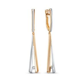 Золотые серьги КЮЗ Del'ta DБР121776 с бриллиантом DБР121776 фото