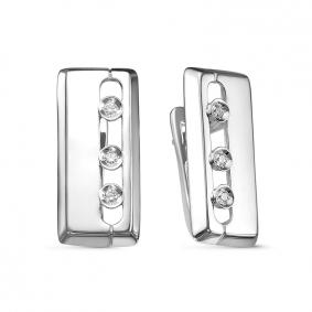 Серьги из белого золота КЮЗ Del'ta DБР121777б с бриллиантом DБР121777б фото