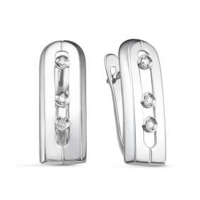 Серьги из белого золота КЮЗ Del'ta DБР121779б с бриллиантом DБР121779б фото