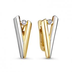 Серьги из лимонного золота КЮЗ Del'ta DБР121781л с бриллиантом DБР121781л фото