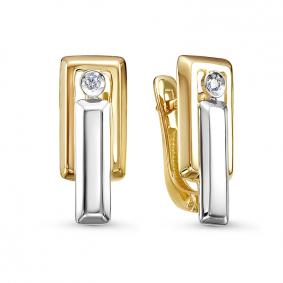 Серьги из лимонного золота КЮЗ Del'ta DБР121783л с бриллиантом DБР121783л фото