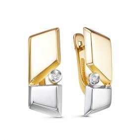 Серьги из лимонного золота КЮЗ Del'ta DБР121784л с бриллиантом DБР121784л фото