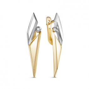 Серьги из лимонного золота КЮЗ Del'ta DБР121785л с бриллиантом DБР121785л фото