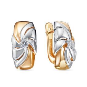 Золотые серьги КЮЗ Del'ta DБР121810 с бриллиантом DБР121810 фото