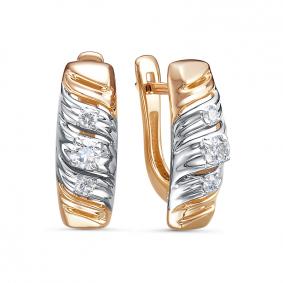 Золотые серьги КЮЗ Del'ta DБР121812 с бриллиантом DБР121812 фото