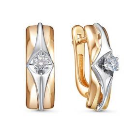Золотые серьги КЮЗ Del'ta DБР121818 с бриллиантом DБР121818 фото