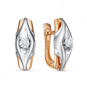 Золотые серьги КЮЗ Del'ta DБР121823 с бриллиантом DБР121823 фото