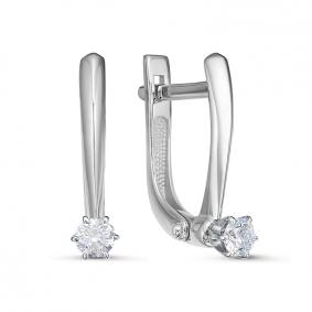 Серьги из белого золота КЮЗ Del'ta DБР121838б с бриллиантом DБР121838б фото