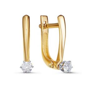 Серьги из лимонного золота КЮЗ Del'ta DБР121838л с бриллиантом DБР121838л фото