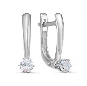 Серьги из белого золота КЮЗ Del'ta DБР121839б с бриллиантом DБР121839б фото