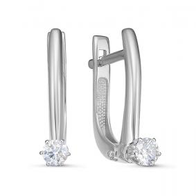 Серьги из белого золота КЮЗ Del'ta DБР121841б с бриллиантом DБР121841б фото