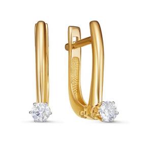 Серьги из лимонного золота КЮЗ Del'ta DБР121841л с бриллиантом DБР121841л фото