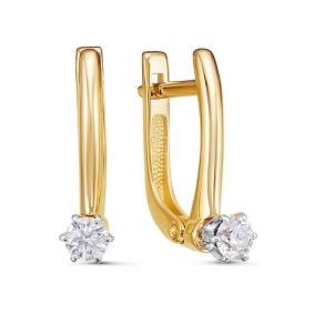 Серьги из лимонного золота КЮЗ Del'ta DБР121842л с бриллиантом DБР121842л фото