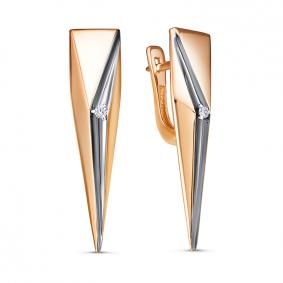 Золотые серьги КЮЗ Del'ta DБР121851 с бриллиантом DБР121851 фото