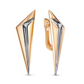 Золотые серьги КЮЗ Del'ta DБР121852 с бриллиантом DБР121852 фото