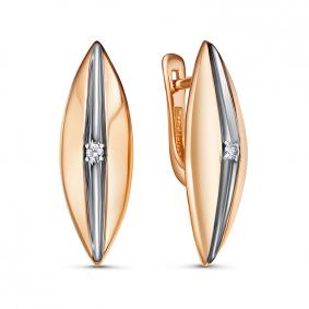 Золотые серьги КЮЗ Del'ta DБР121853 с бриллиантом DБР121853 фото