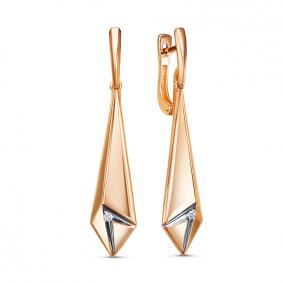 Золотые серьги КЮЗ Del'ta DБР121854 с бриллиантом DБР121854 фото