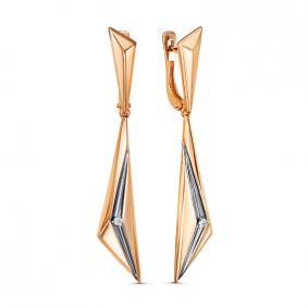 Золотые серьги КЮЗ Del'ta DБР121856 с бриллиантом DБР121856 фото