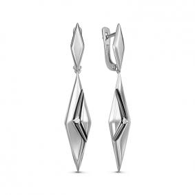 Серьги из белого золота КЮЗ Del'ta DБР121858б с бриллиантом DБР121858б фото
