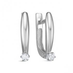 Серьги из белого золота КЮЗ Del'ta DБР121865б с бриллиантом DБР121865б фото