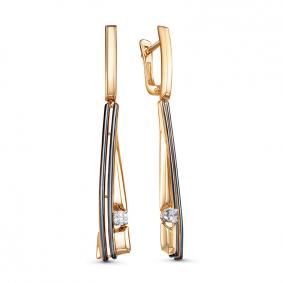 Золотые серьги КЮЗ Del'ta DБР121873 с бриллиантом DБР121873 фото