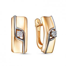 Золотые серьги КЮЗ Del'ta DБР121874 с бриллиантом DБР121874 фото