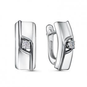 Серьги из белого золота КЮЗ Del'ta DБР121874б с бриллиантом DБР121874б фото