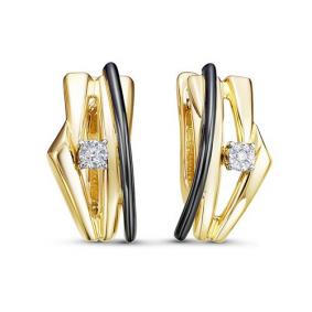 Серьги из лимонного золота КЮЗ Del'ta DБР121881л с бриллиантом DБР121881л фото