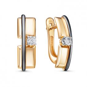 Золотые серьги КЮЗ Del'ta DБР121883 с бриллиантом DБР121883 фото