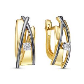 Серьги из лимонного золота КЮЗ Del'ta DБР121884л с бриллиантом DБР121884л фото