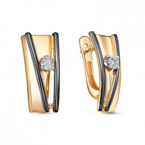 Золотые серьги КЮЗ Del'ta DБР121885 с бриллиантом DБР121885 фото